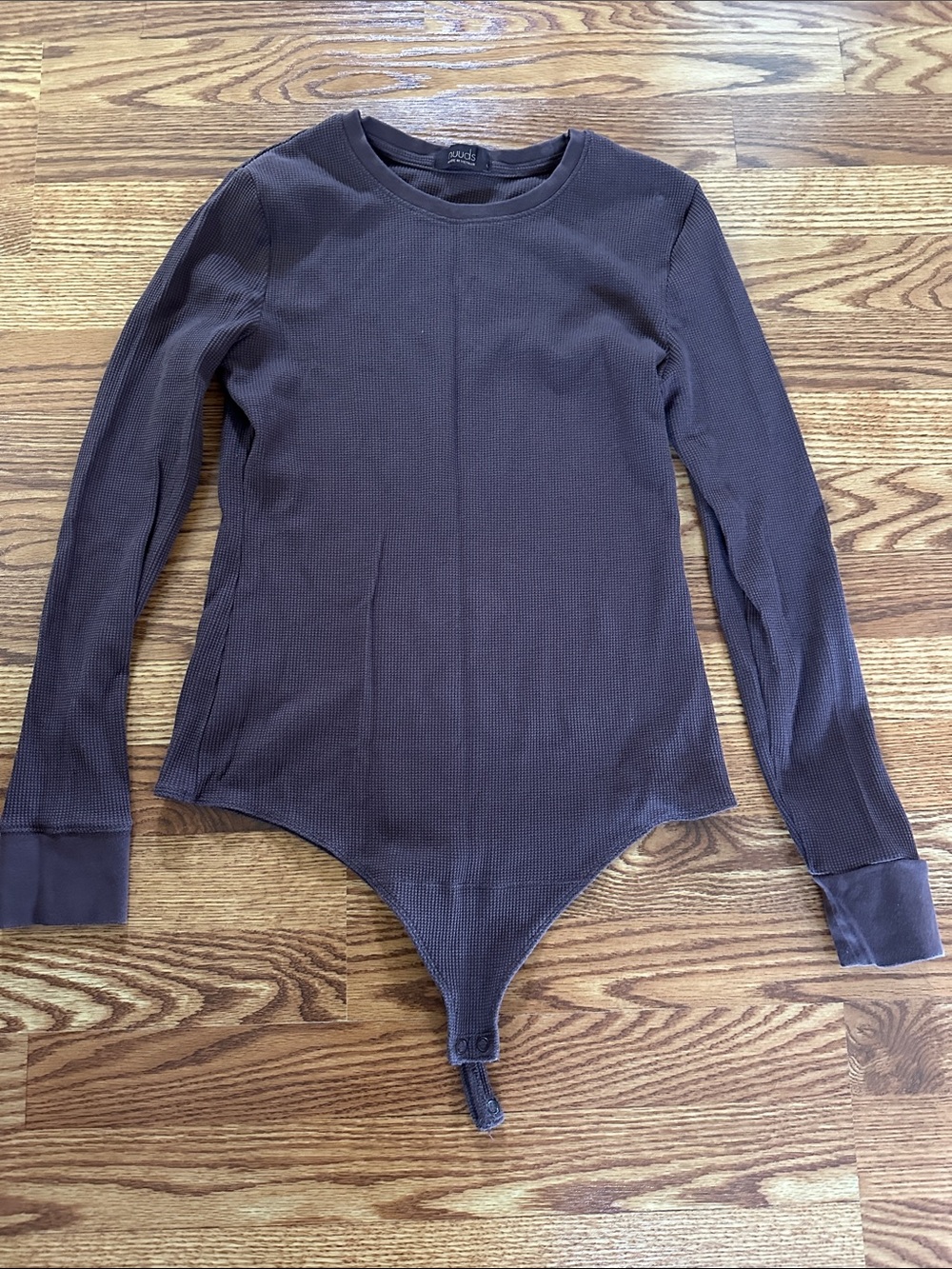 nuuds Waffle Knit Long Sleeve Top in Deep Brown